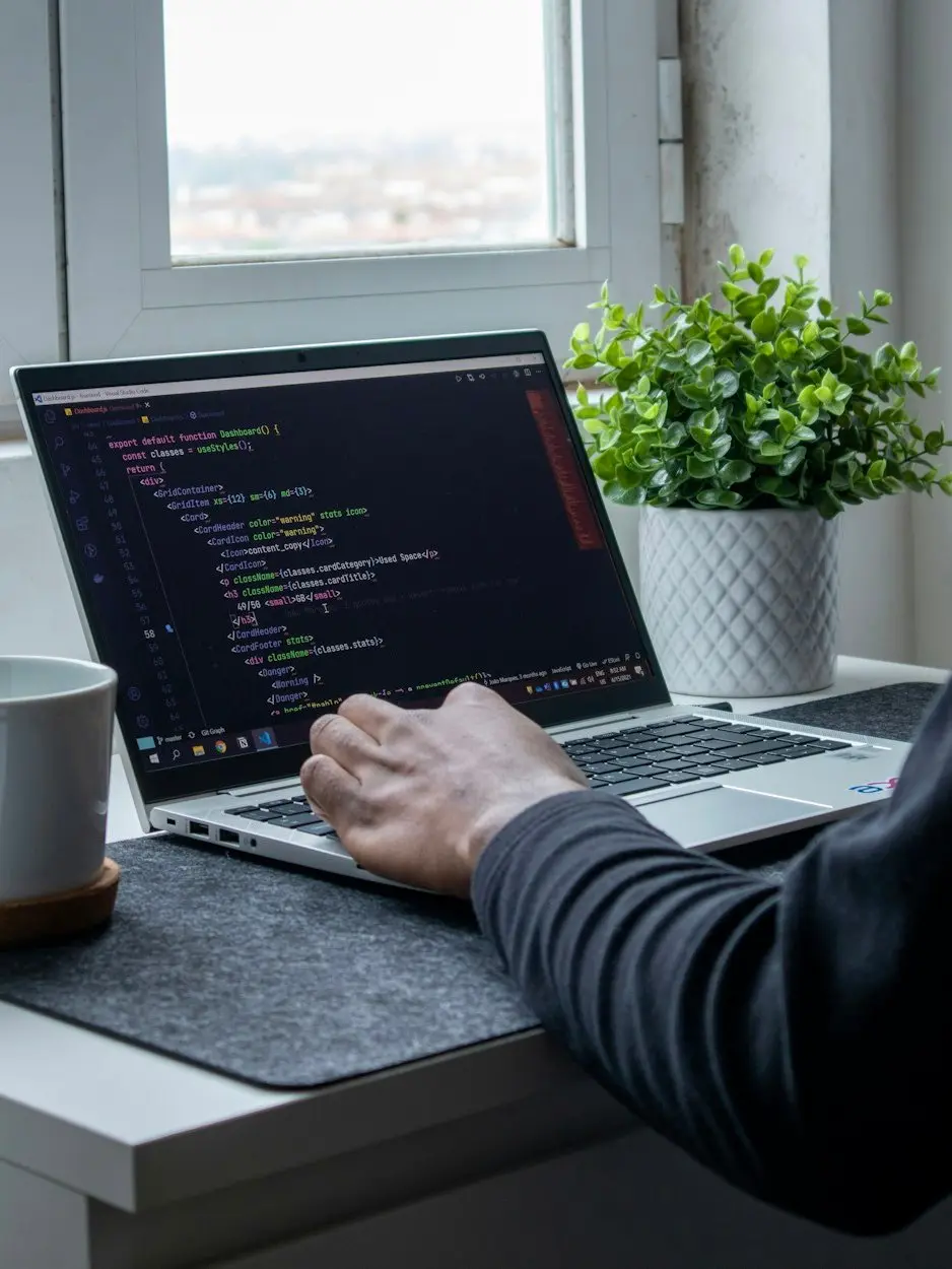 Developer writing code for a custom application